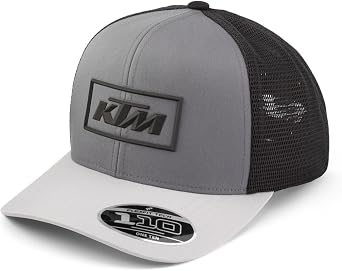KTM Outline Trucker Cap, Gray and Black Mesh, Snapback Adjustable, Flexfit 110