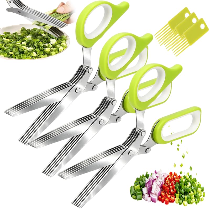 5 Blade Herb Scissors with Cleaning Comb, Thickened Stainless Steel Kitchen Herb Shears f…