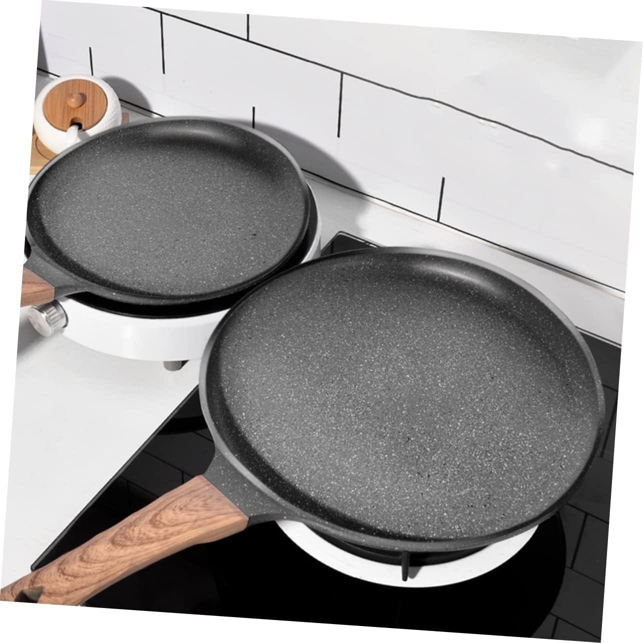 Hemobllo Nonstick Crepe Pan 10-Inch Flat Frying Pan Lid Suitable for Induction Cookers Easy to Clean Pancake Griddle for Breakfast and Baking
