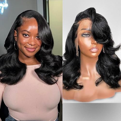 UVVUVV 16 Inch Bob Wig Human Hair 13x4 Frontal Lace