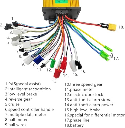Miniatura 5 de 36V 48V 60V 72V 350W 500W 600W 20A-25A Controlador sin escobillas para bicicleta eléctrica E-Scooter