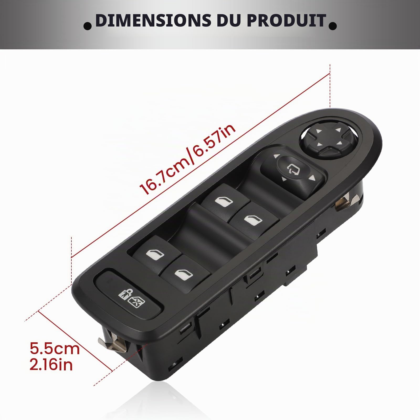 32 Broches Interrupteur de Lève Vitre pour 308 508 C5, 96644917XT Fonction Rétroviseur Rabattable Électrique Confortable Bouton Vitre de Fenêtre 96631328XT 96660257XT 96644915