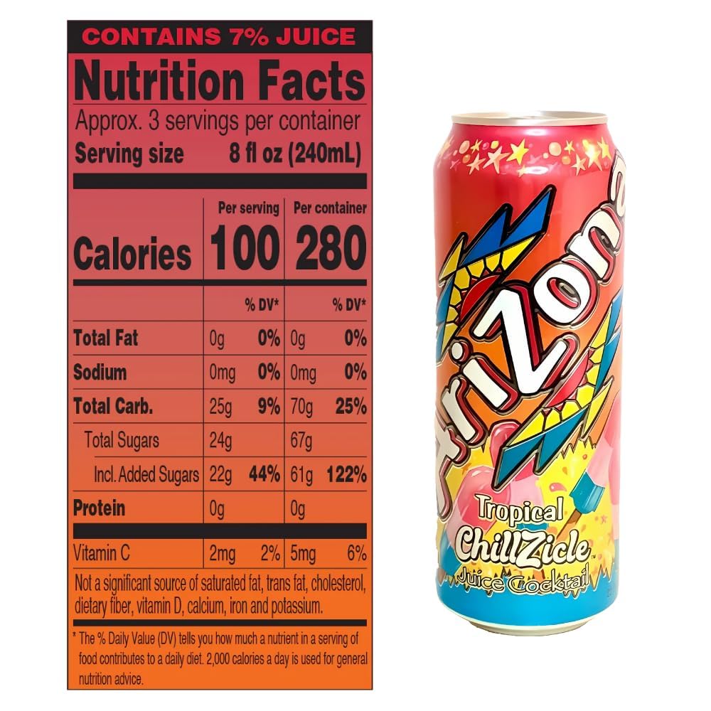 AriZona Tropical Chillzicle Big Can, 22 Fl Oz (Pack of 12)