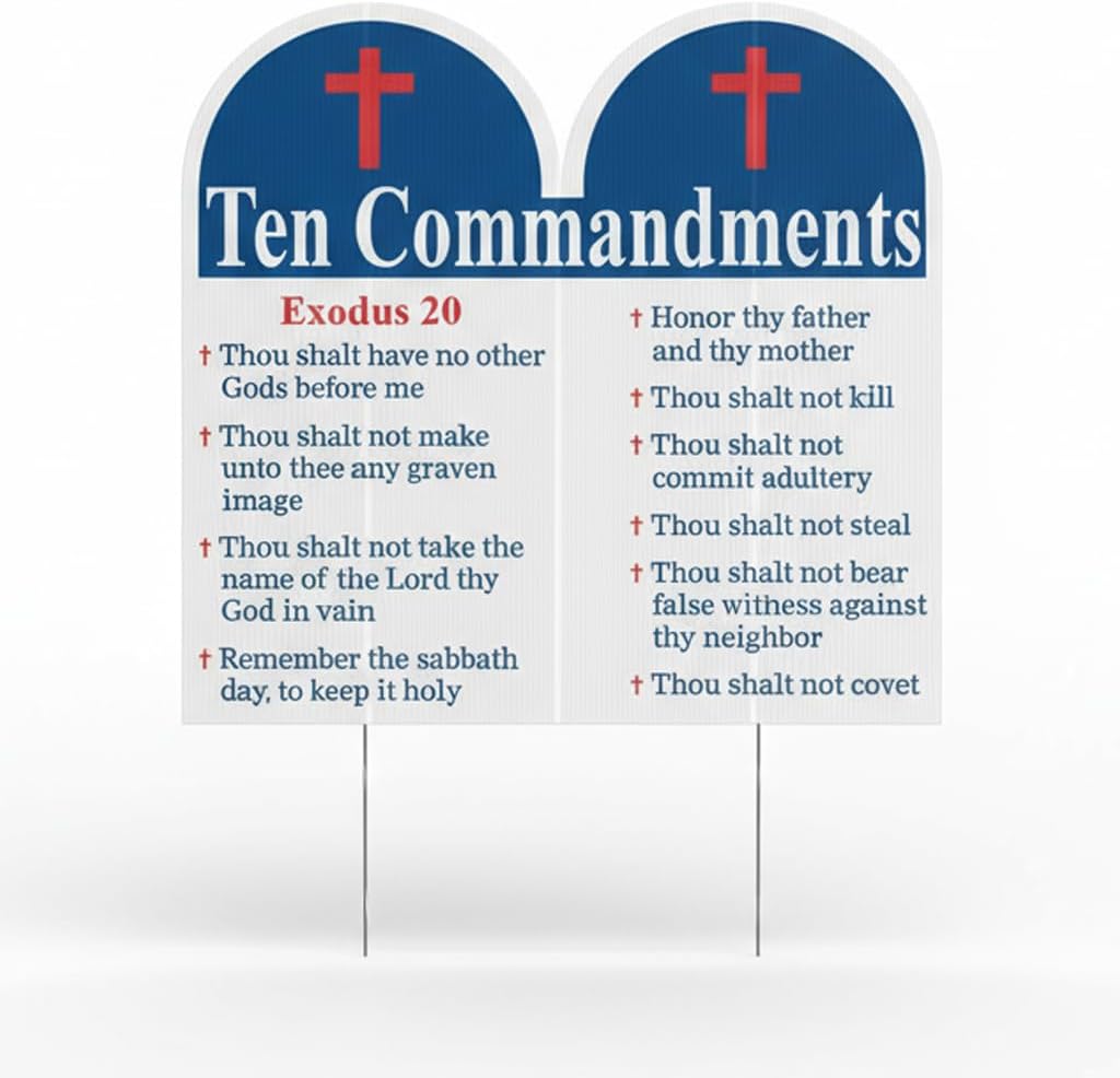 VictoryStore Yard Sign Outdoor Lawn Decorations - Easter Lawn Display, Ten Commandments Religious Yard Signs, 22 Inches x 20 Inches, Stakes Included