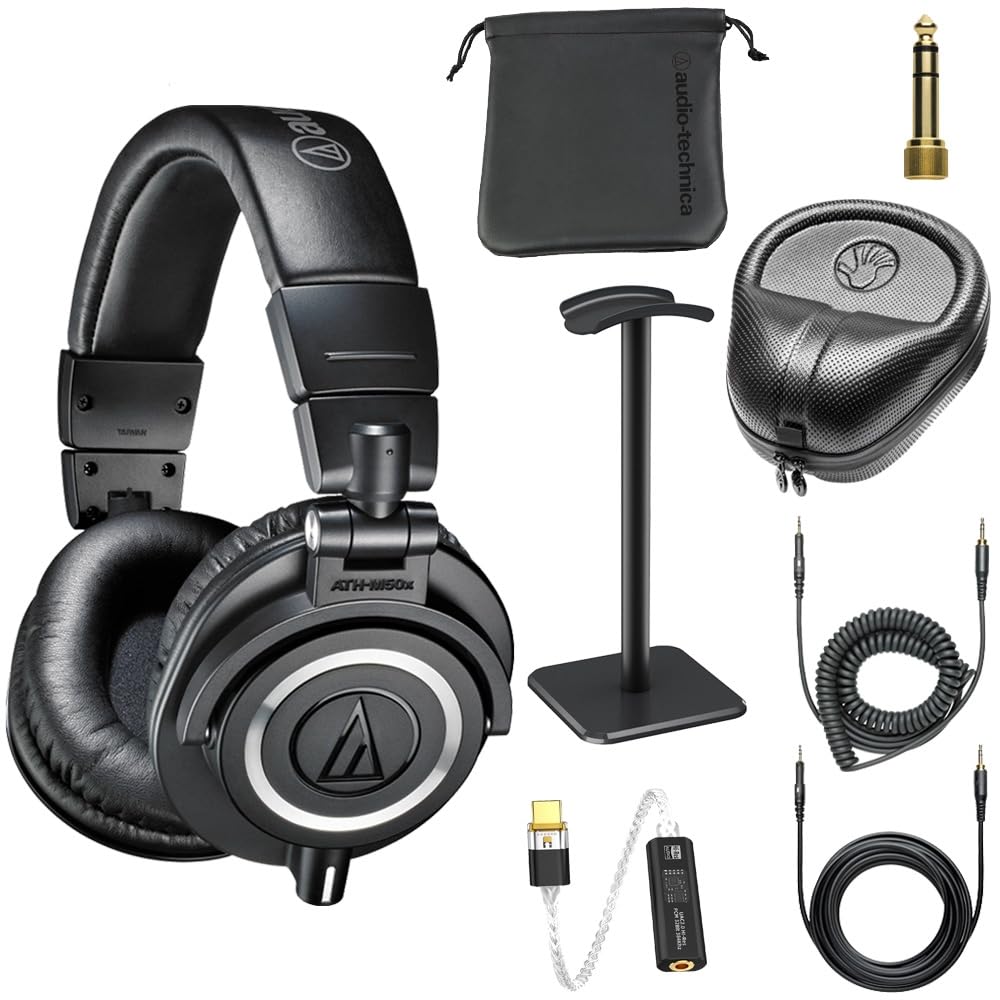 Audio-Technica ATH-M50x Closed-Back Monitor Headphones (Black) Bundle