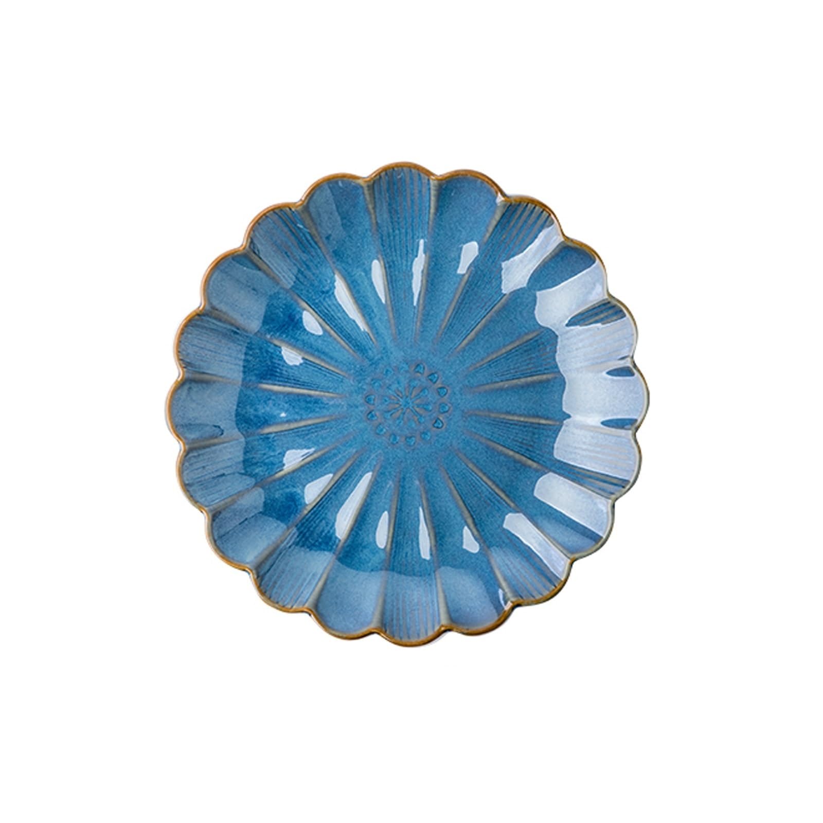 ULTRAWAVE Dinner Plate 10 Inch Petal Plate Embossed Dessert Plate Ceramic Plate Salad Plate Home Kitchen Ceramic Dinnerware Plate Dish Plates (Color : A, Size : 10inch)