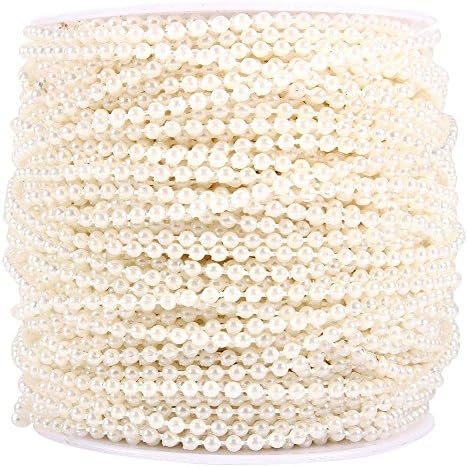 165ft Faux Pearl Beads 3mm Garland Pearl Bead Roll Strand for Wedding Party Decoration, Beige