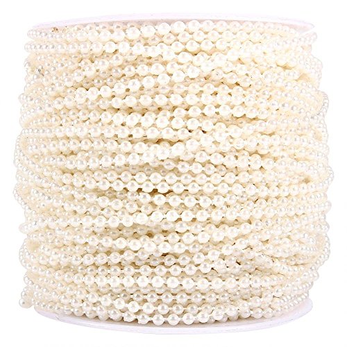 165Ft Faux Pearl Beads 3Mm Garland Pearl Bead Roll Strand For Wedding Party Decoration, Beige #TOP29