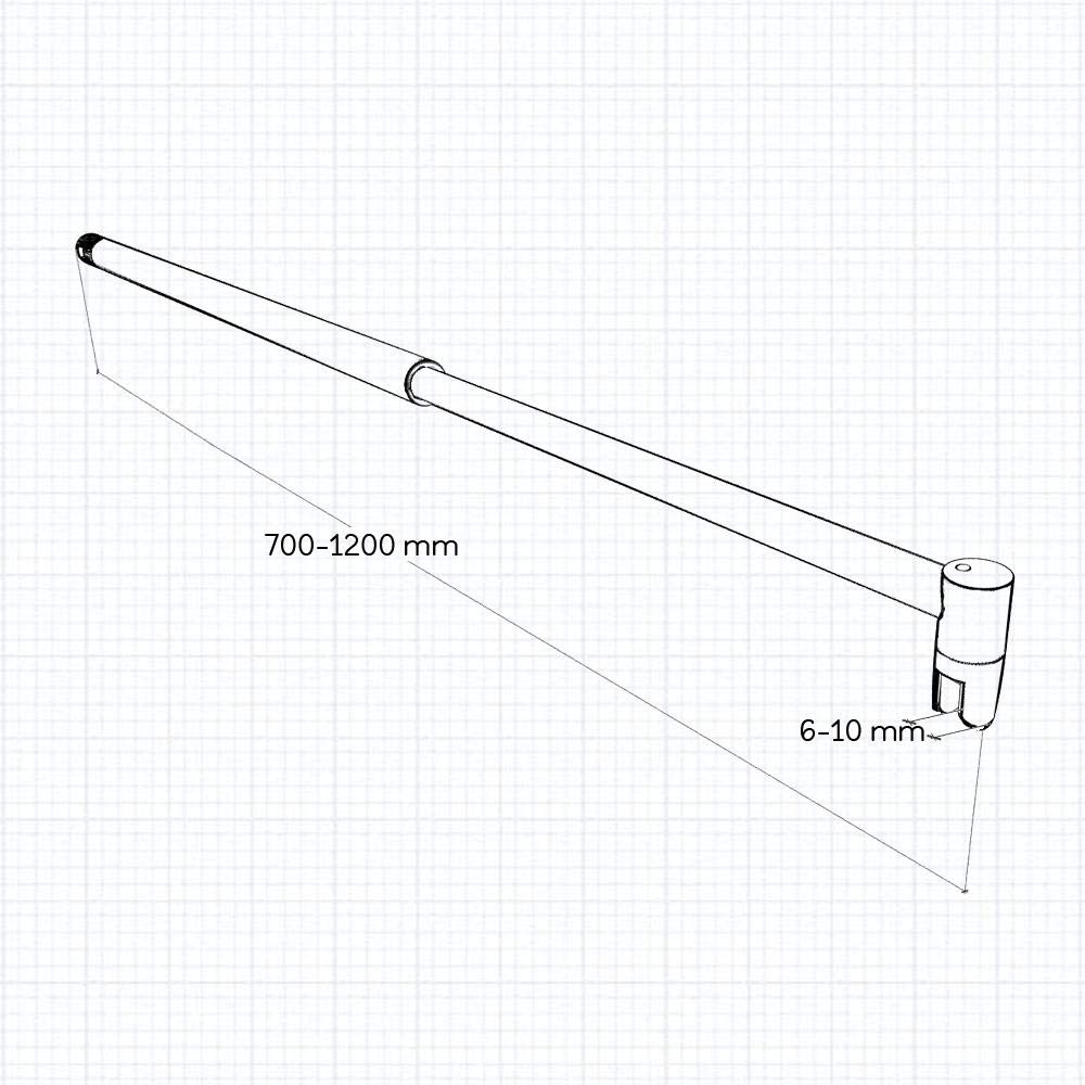 Barra Stabilizzatrice Cromo Lucido a Sezione Circolare da 70-120 cm Regolabile con Due Teste Girevoli per Box Doccia Walk in Parete Fissa Vetro Da 6-10 mm