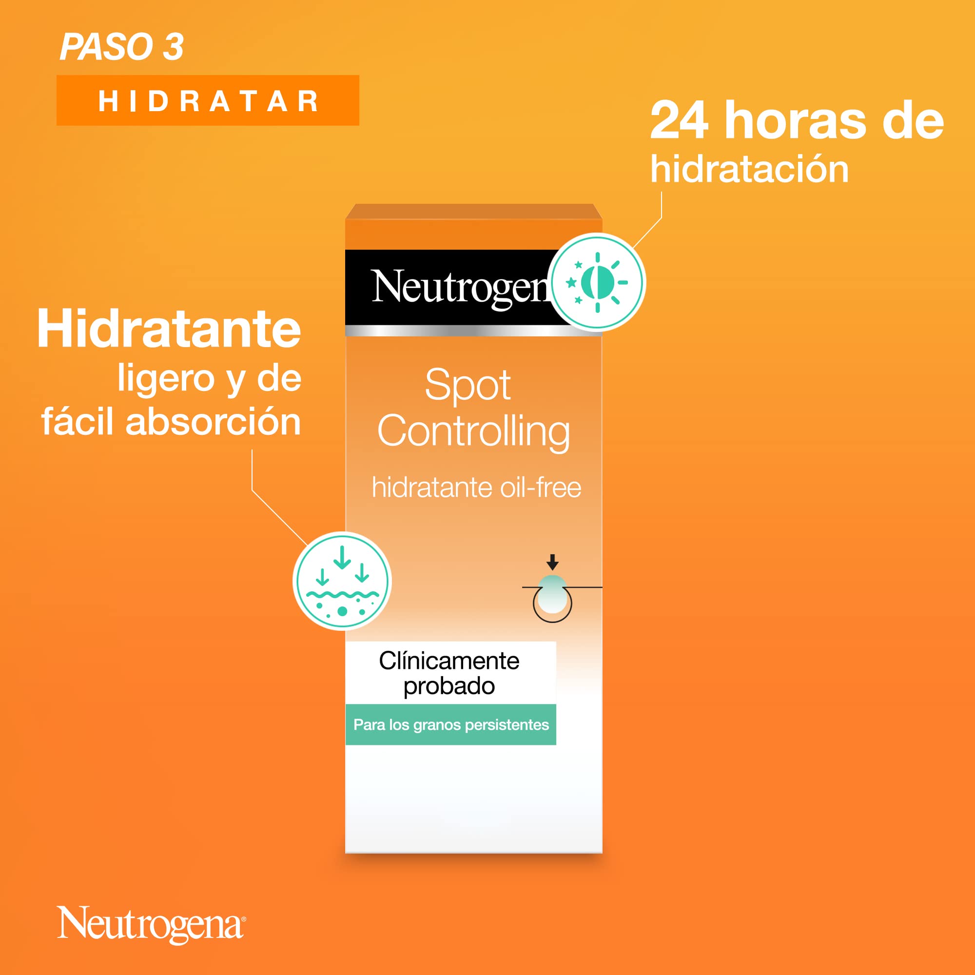Neutrogena Visibly Clear Spot Controlling, rutina con ácido salicílico, contiene un gel limpiador facial (1x200 ml), un exfoliante facial (1x150 ml) y un hidratante facial (1x50 ml)
