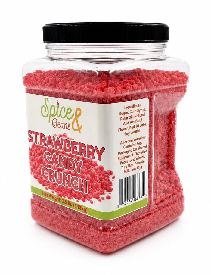 Image of Strawberry Candy Crunch 2.5 lb | Dessert Topping & Decoration for Ice Cream, Sundaes, Cakes, Cupcakes, Milkshakes & Frozen Yogurt | Bulk Resealable Bottle | Dasher's Spice & Beans