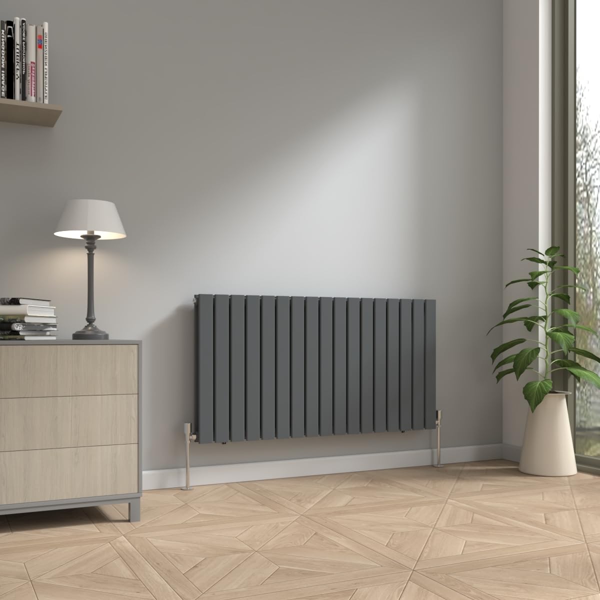 NRG 600 x 1156mm Horizontal Column Designer Radiator Double Flat Panel Heater Central Heating Rads