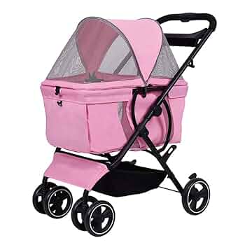 未使用ペット用ベビーカー【ピンク】取り外し可能組み立て簡単飛び出し防止機能付 未使用ペット用ベビーカー【ピンク】取り外し可能組み立て簡単