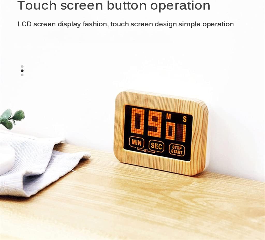 LCD Touchscreen Kitchen Timer Digital Magnetic Electronic Timepieces Loud Alarm Clock Time Reminder for Cooking Sport