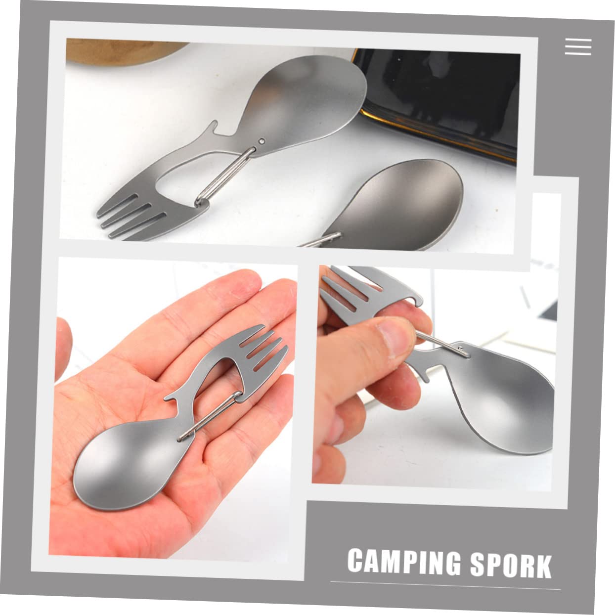 ibasenice 5 Pièces Vaisselle multifonctionnelle en titane à fourchette de camp pliant cuillère petit Ustensiles Camping Multi Tool Table Vide accessoires de camping