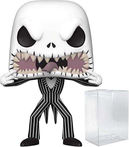 Funko Disney: The Nightmare Before Christmas - Jack Skellington (Scary Face) Pop! Figura de vinilo (incluye funda protectora compatible con caja pop