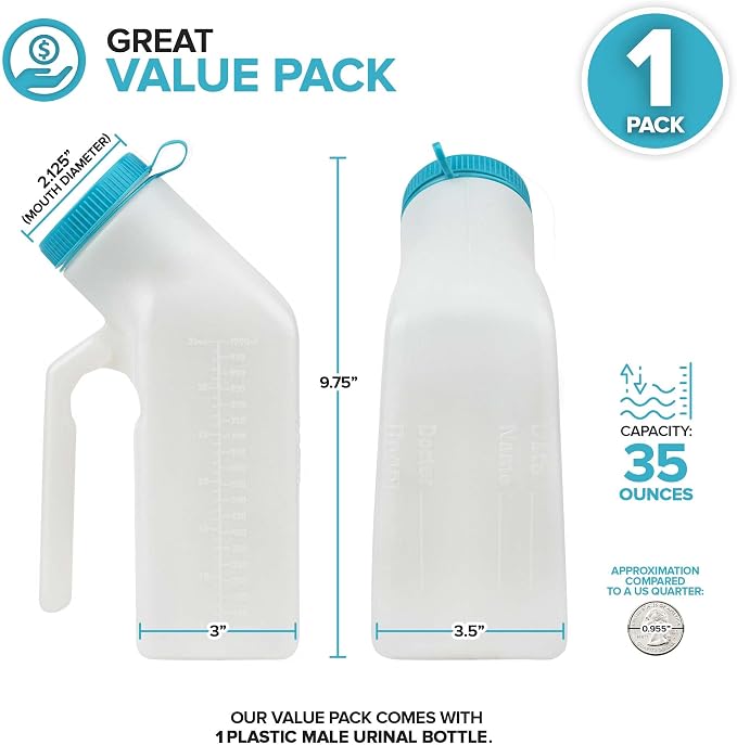 Orinal Masculino Portátil 35 oz con Tapa Antiderrames miniatura 2