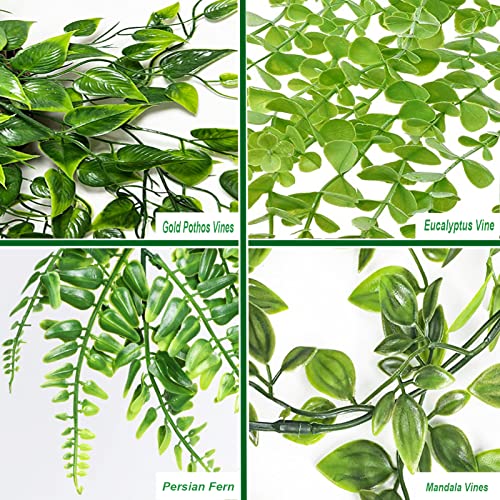 4 Pcs Fake Hanging Plants,Fake Plants Artificial Plants Potted Faux Plants Fern Faux Hanging Plant Ivy For Home Room Office Indoor Outdoor Decor (4 Pots) #TOP2