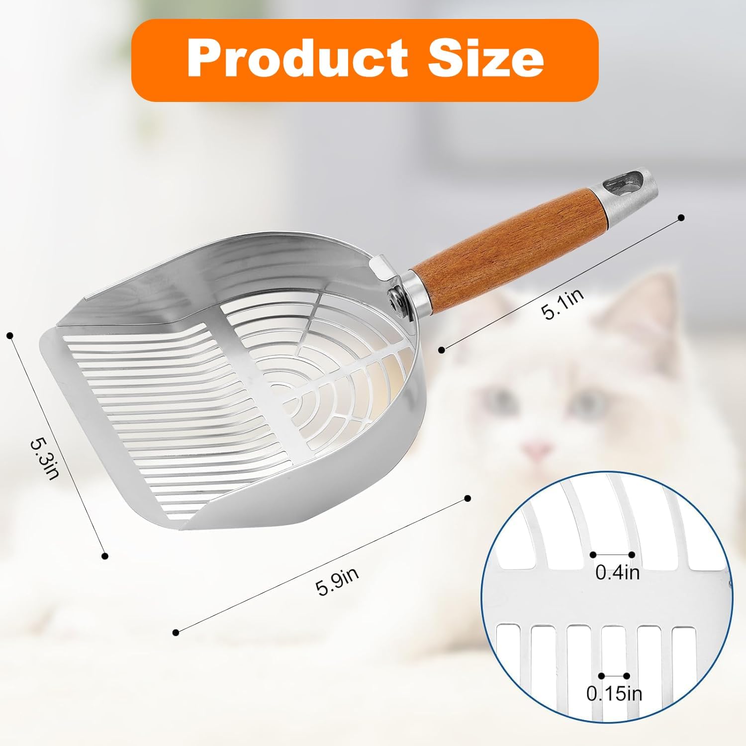 Dual Width Stainless Steel Cat Litter Scoop