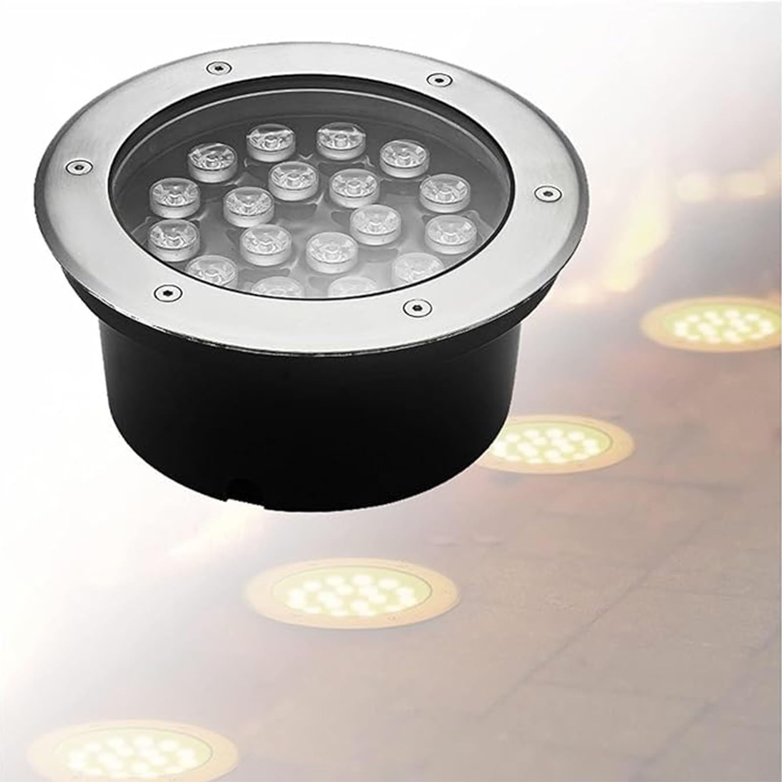 QICBYING Ground LED Landscape Lights - Underground Light LED, 220V LED Garden Ground Light, IP67 Waterproof Outdoor Buried Lamps, For Courtyard Deck Step Tree Lighting(White,12W)