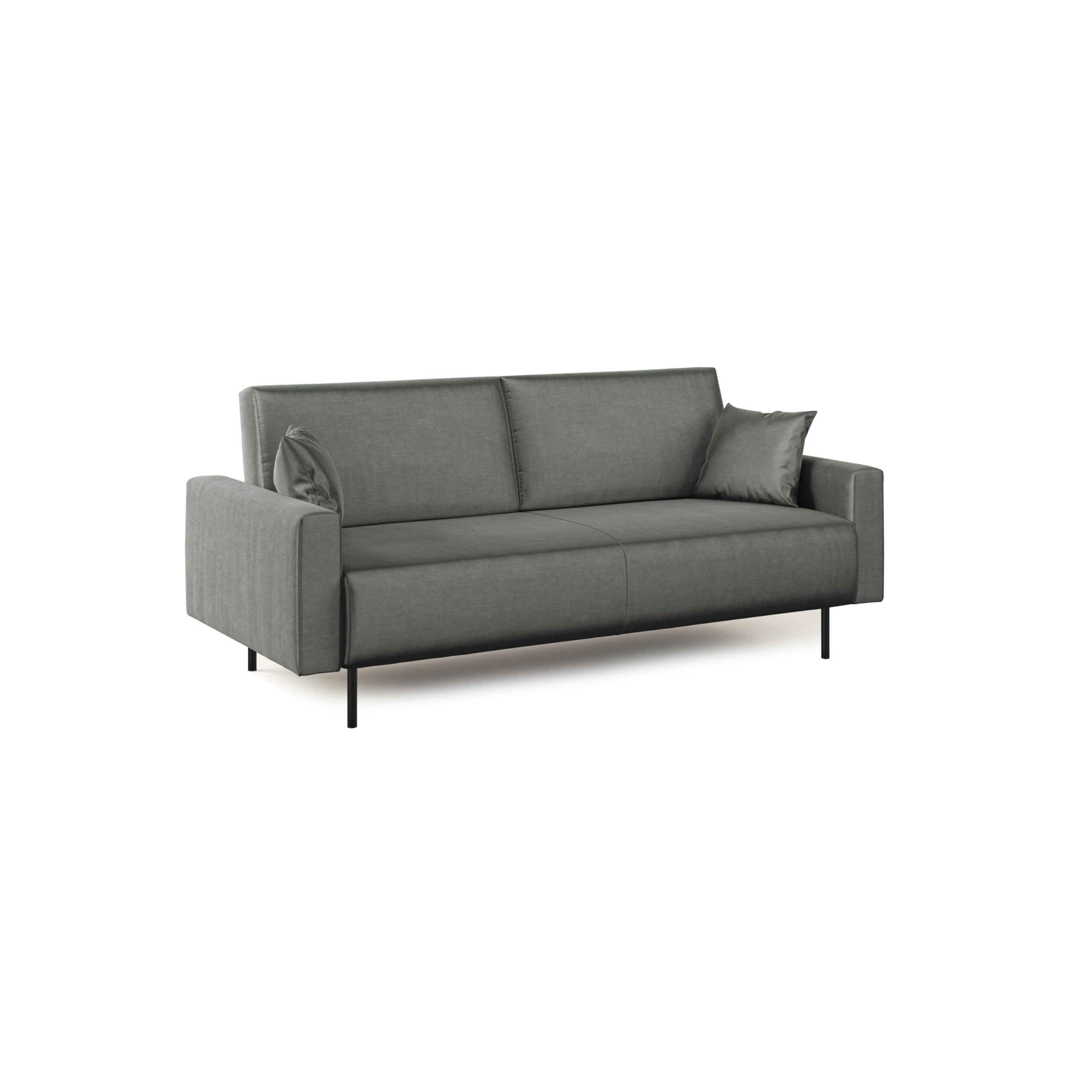 Divani.Store Arthur Sofa, Samt, Hellgrau, 200 cm