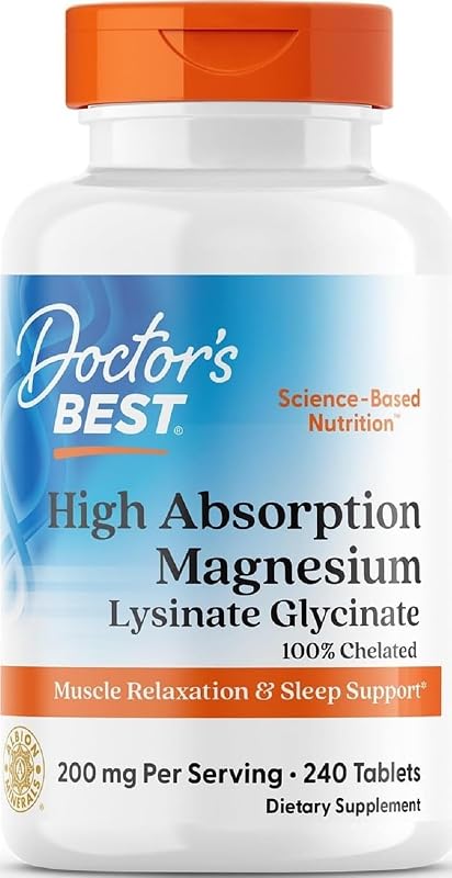 High Absorption Magnesium Glycinate Lysinate, 100% Chelated, Non-GMO, Vegan, Gluten & Soy Free, 200 mg, 240 Count | Supplement for Sleep Support, Chelated Magnesium Tablets for Women & Men, 200mg per Serving, Calm & Relaxation Support, Vegan