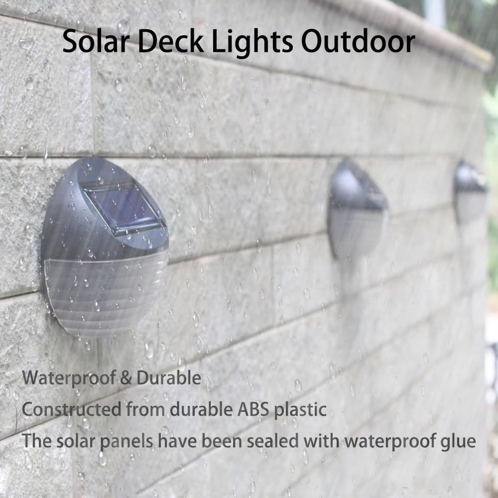 NIDETION Solar Deck Lights Outdoor, Automatic Lighting Waterproof LED Step & Wall Lights for Stairs, Fence, Railing, Yard, Driveway, Patio Decor (Cold White,2Pack)