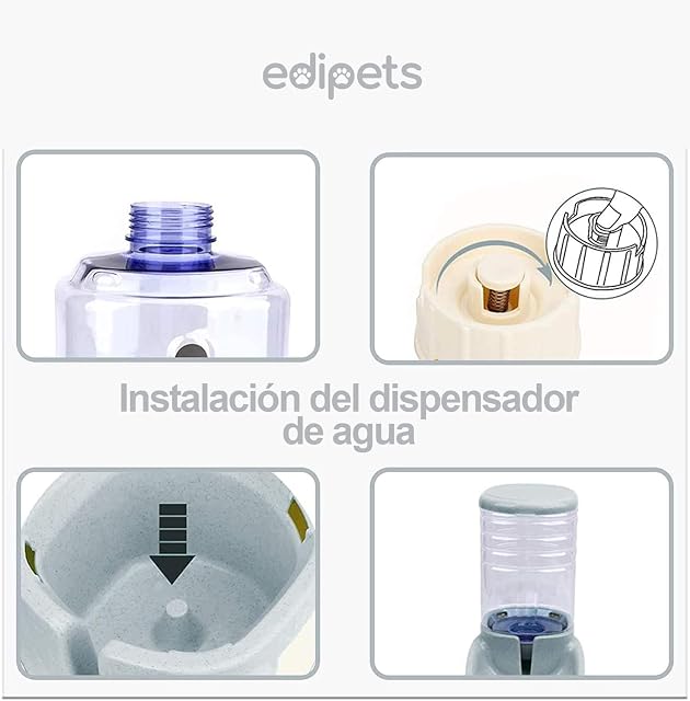 Foto 2 de 4 de Edipets, Dispensador para Gatos y Perros, Comida y Agua, Pack 2 Unidades, Automático, 3.8 L c/u, Comedero