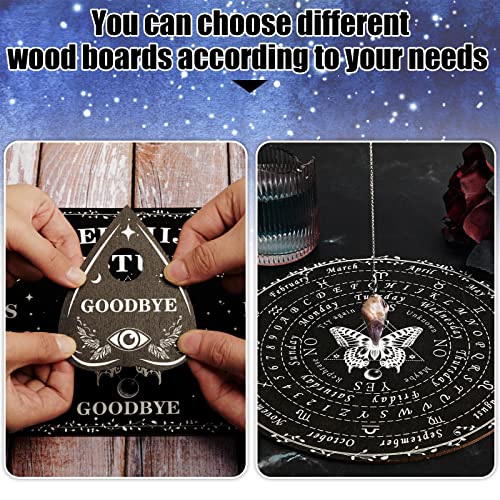 Pendulum Dowsing Divination Board With Amethyst Set Metaphysical Message Board Crystal Dowsing Pendulum Necklace Wooden Board Talking Board With Planchette For Wiccan Supplies (Butterfly Style) #TOP4