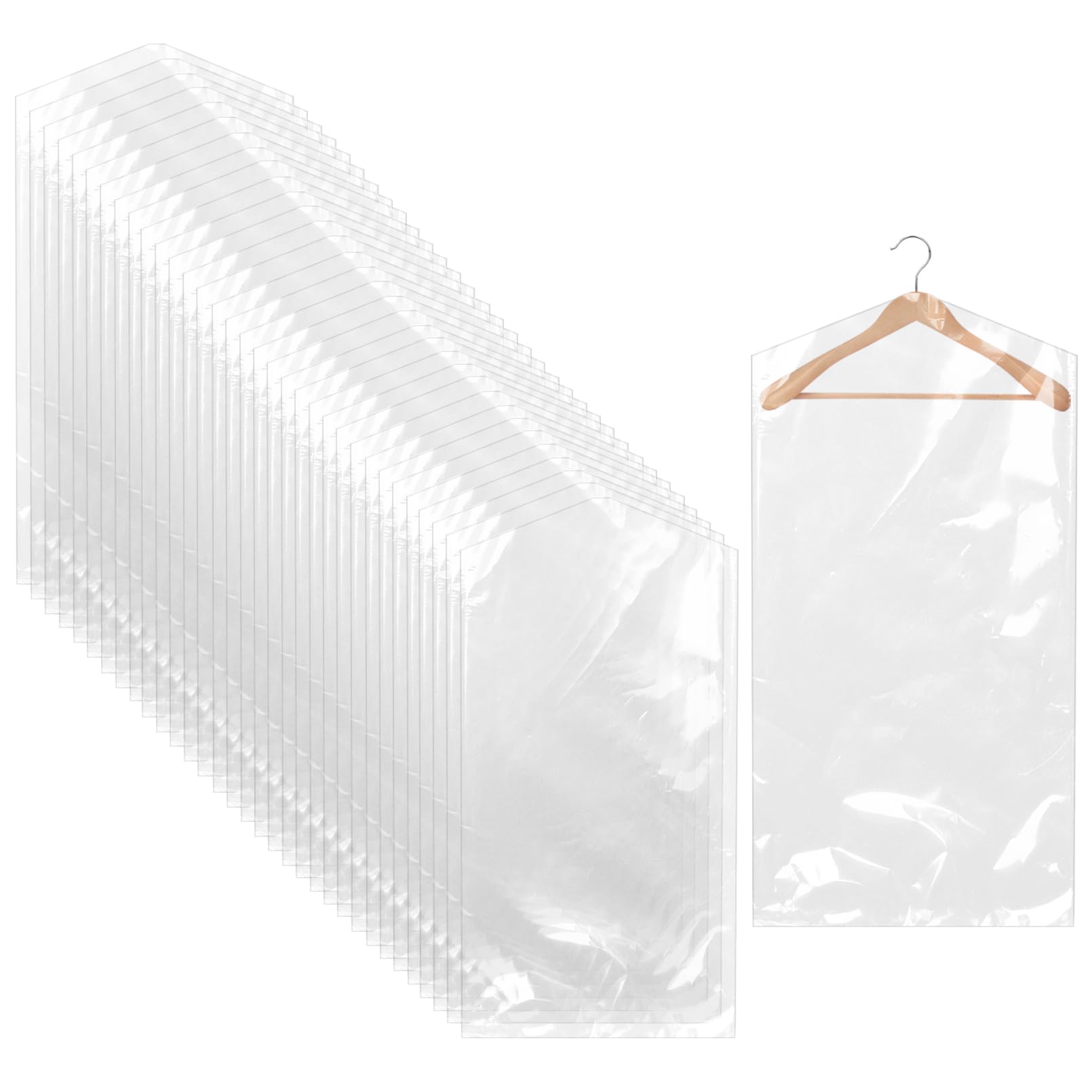 50 Pack Plastic Clothes Covers Protector Bags 23.6× 35.4 inches Clear Garment Bags Dry Cleaning Bags, 60cm× 90cm-50 Pack