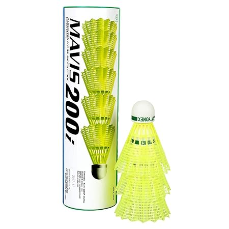 Yonex Mavis 200i Nylon Shuttle Cock, Pack of 6 (Yellow)