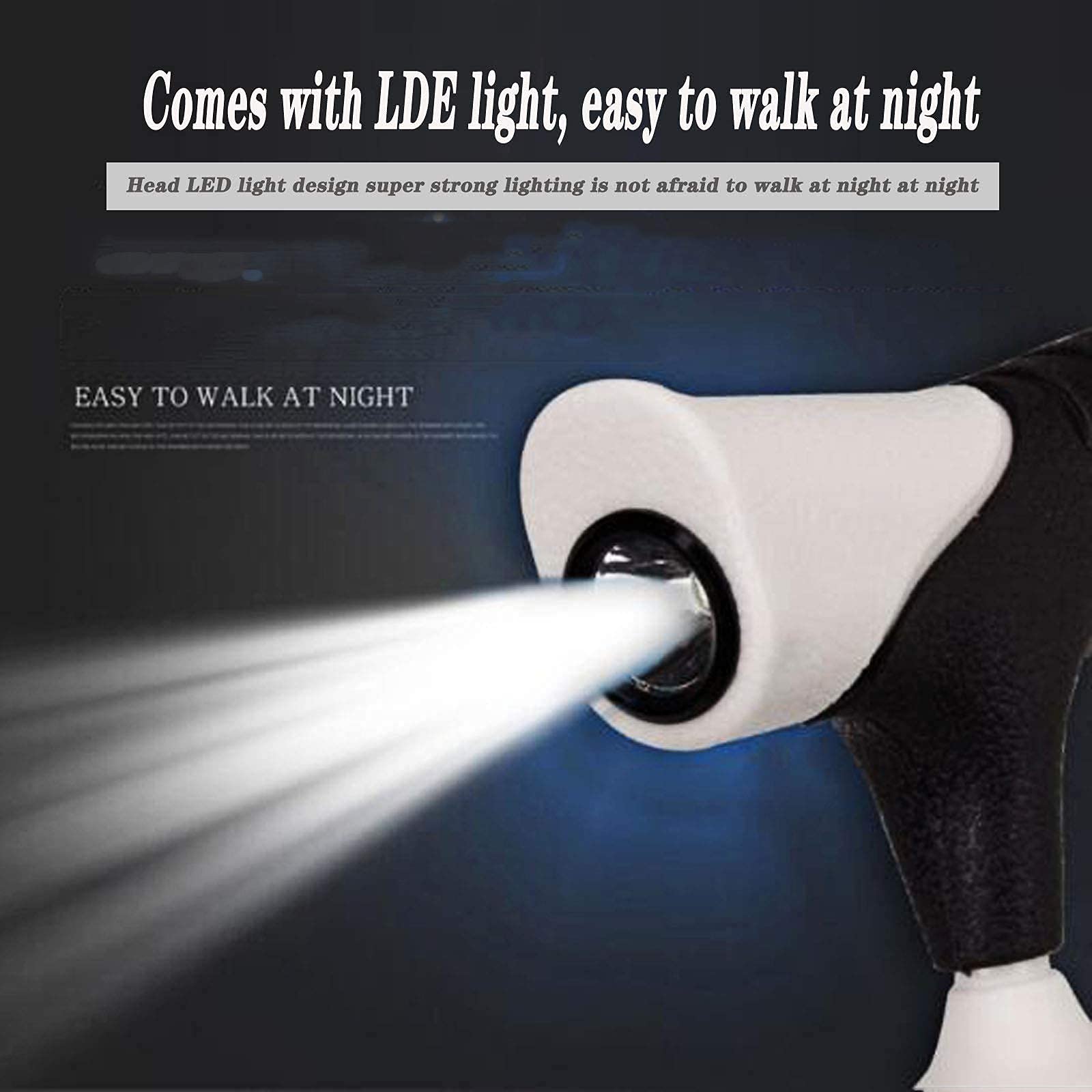 Bastón para Hombres y Mujeres con luz LED y bastón para Ancianos Ajustable en 12 Alturas con Base de trípode de Agarre (Color : Blue) Vision