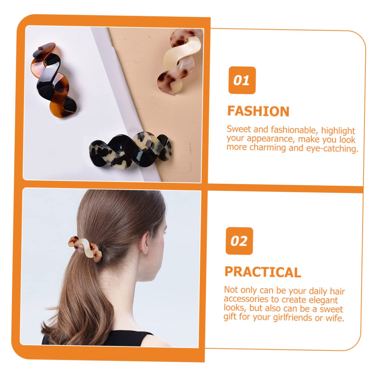 FRCOLOR 9piezas Horquillas Rectangulares Acrílico Diseño De Tortuga Clips Para Cabello Para Mujeres De Tortuga