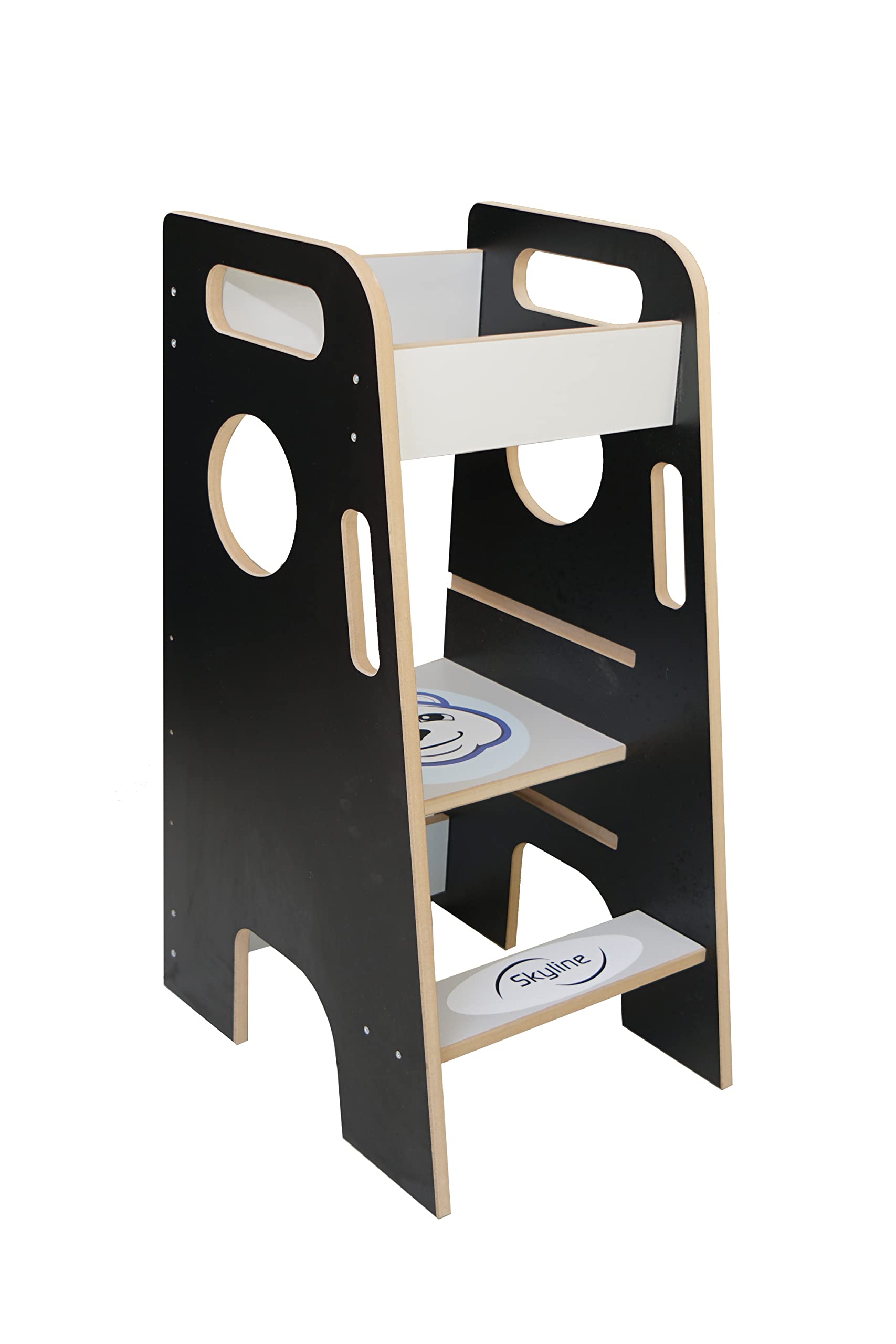 Skyline Torre di apprendimento in legno per bambini, sedia di apprendimento Montessori, utensile da cucina con altezza regolabile e guida di sicurezza, torre di apprendimento per ragazze e ragazzi