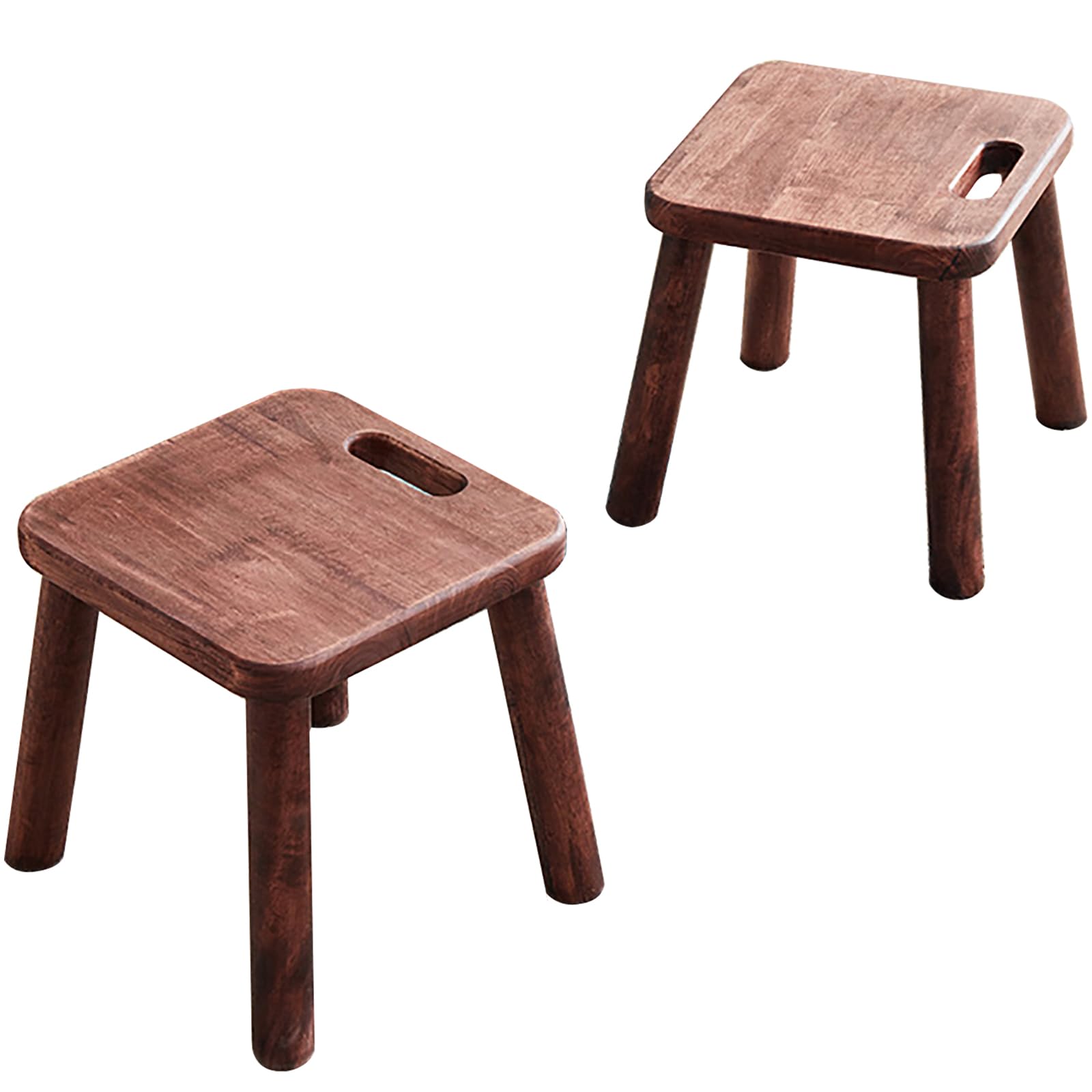 Yier Mei 2 Pcs Handle Small Wooden Stool