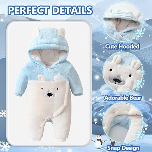 Miniatura 2 de Traje de nieve de invierno para bebé recién nacido, mameluco cálido con capucha, abrigo para niños y niñas de 0 a 18 meses