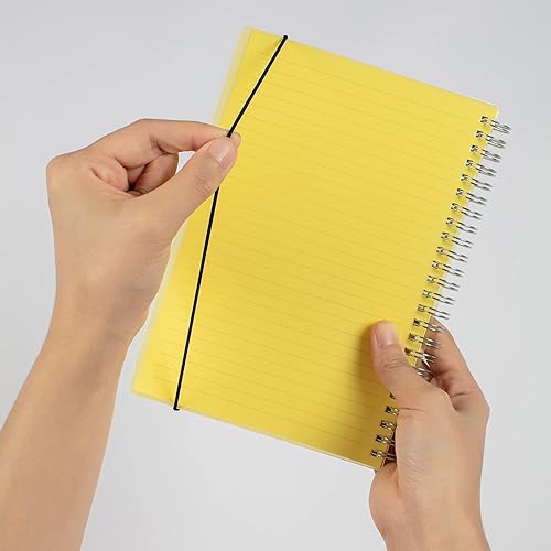 Miniatura 5 de Paquete de 4 cuadernos en espiral con rayas universitarias, papel grueso de 4.23 ozm, diario de escritura A5 con banda elástica, 70 hojas por