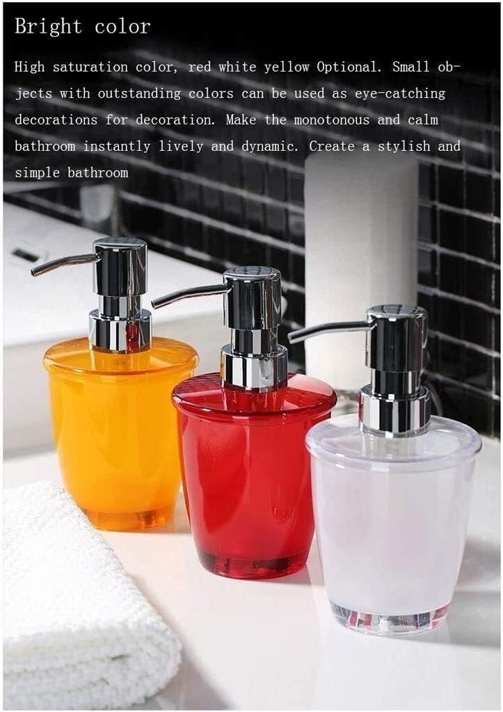 Soap Dispenser Refillable Hand Lotion Dispensers Soap Dispenser Orange Plastic Soap Dispenser Chromed Pump Head Bathroom Soap Hand Sanitizer Dispenser (280ml) (Color : White) (Orange)