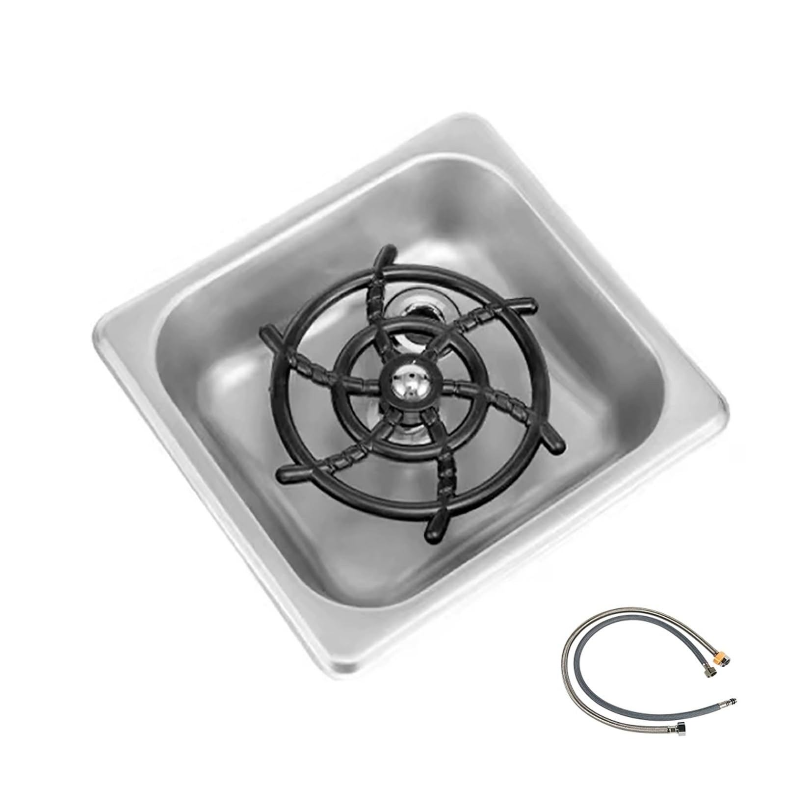 Lavabicchieri da Banco in Acciaio Inox per Lavello da Cucina, Cucina Domestica, Hotel, Bar, Ristorante, Scarico e Vaschetta Raccogli Gocce(Silver)