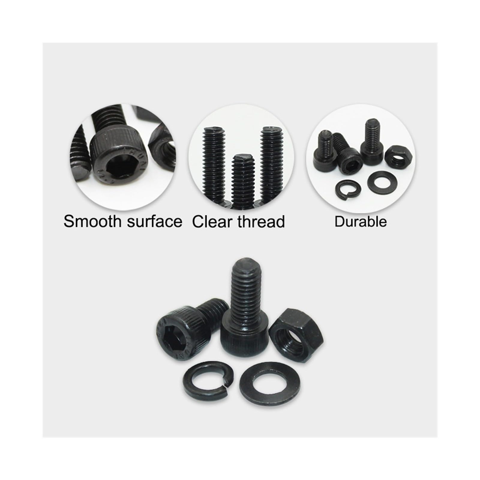Juego de tornillos de cabeza hueca hexagonal negros