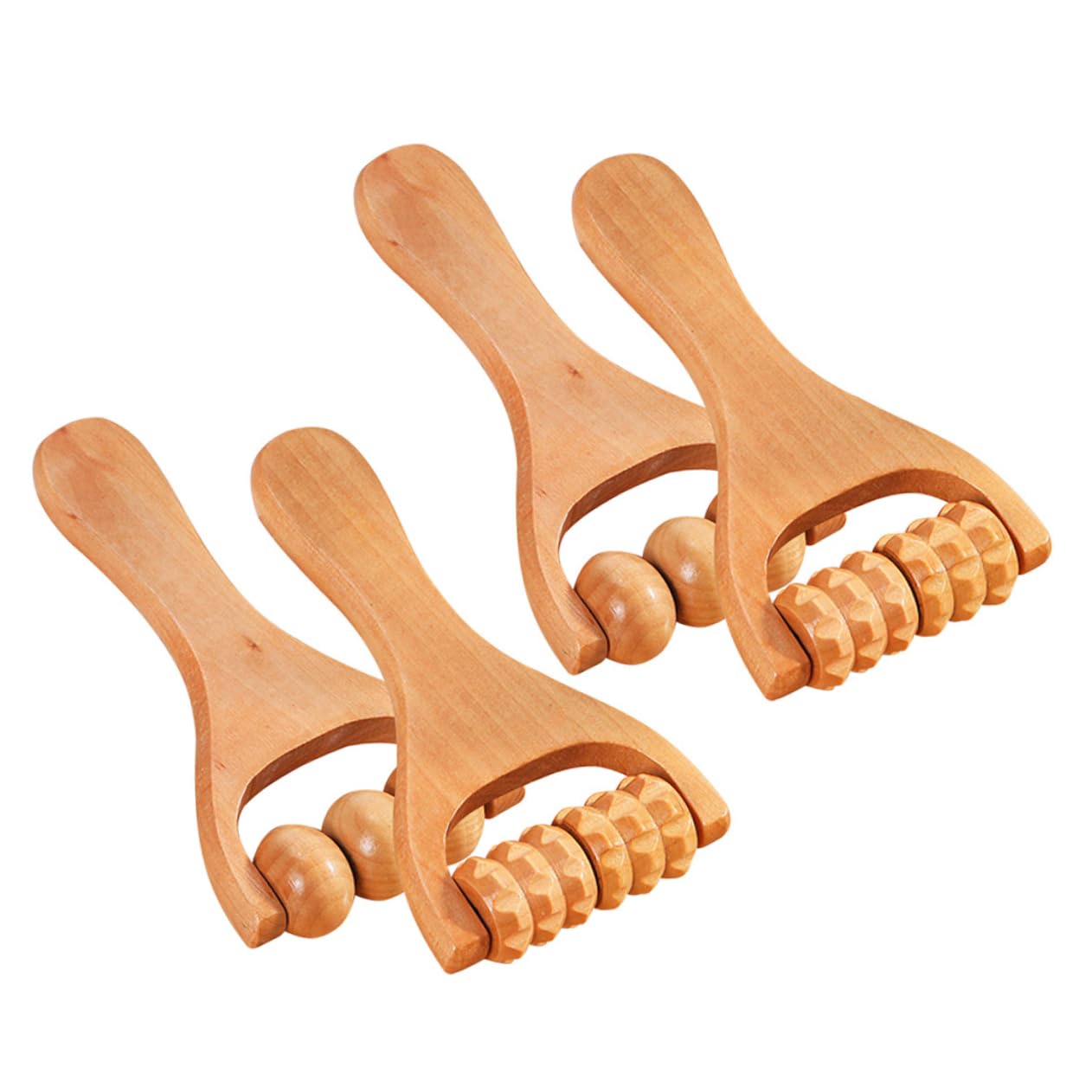 FOMIYES Relief Massage Roller 4pcs Wooden Massager for Neck Shoulder Legs Foot Arms Face Back