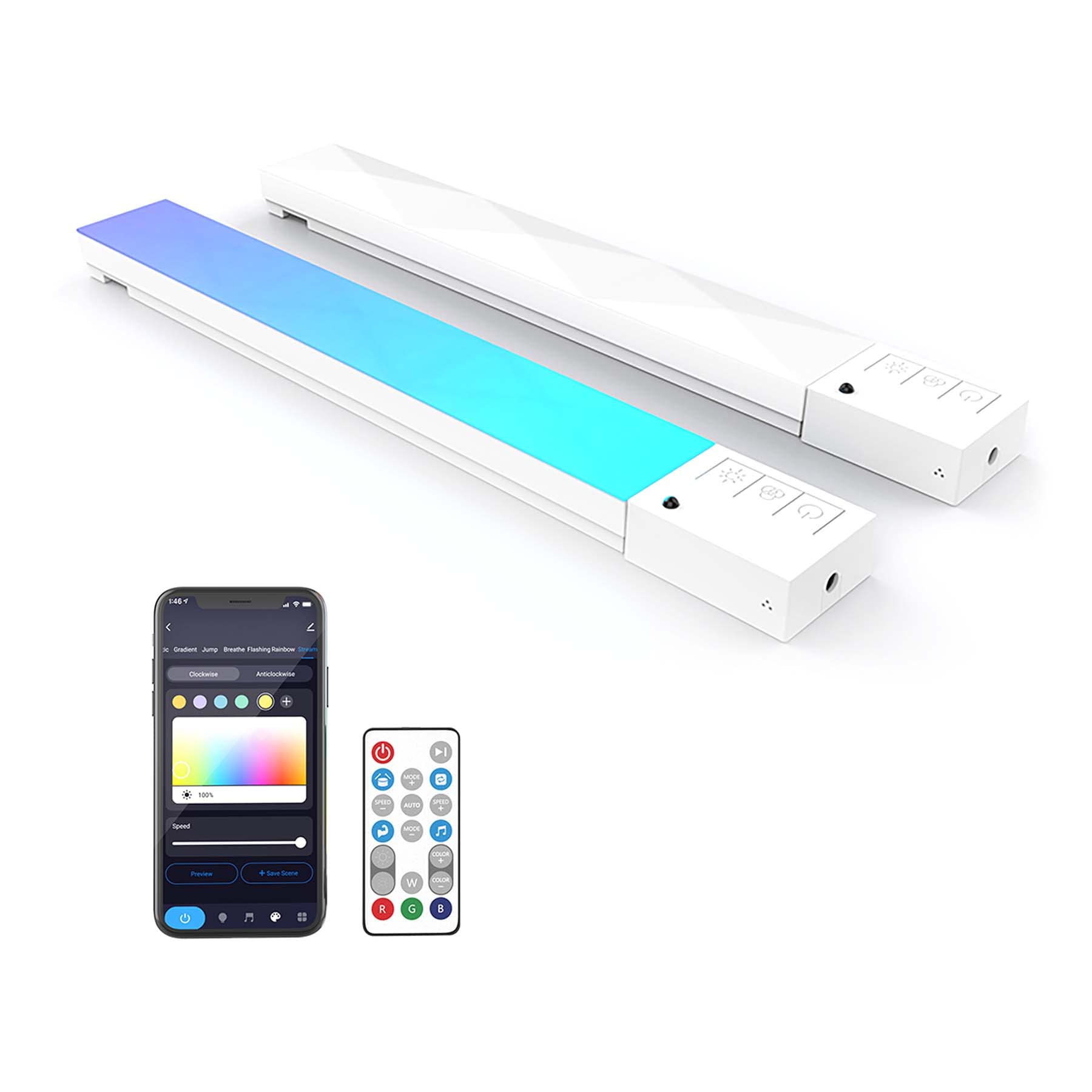 G.w.s Rgbic G.w.s® 6Pcs Led Ambient Light Bar With Ir Remote, Wall Light, Wifi Smart App Control, Works With Alexa And Google Assistant, Music Sync, Room Mood Lighting