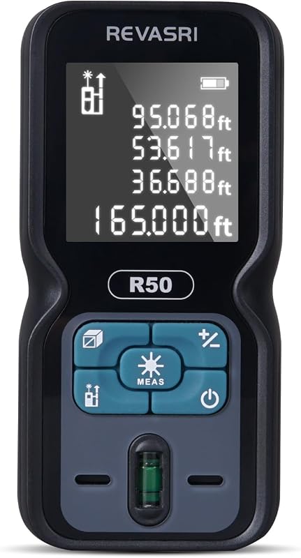 Laser Distance Meter, 165 Feet Range, ±1/16inch Accuracy Laser Measurement Tool, Easy to Use Laser Measure, Measure in Feet/Inches/Ft+in/Meters (Battery Included)