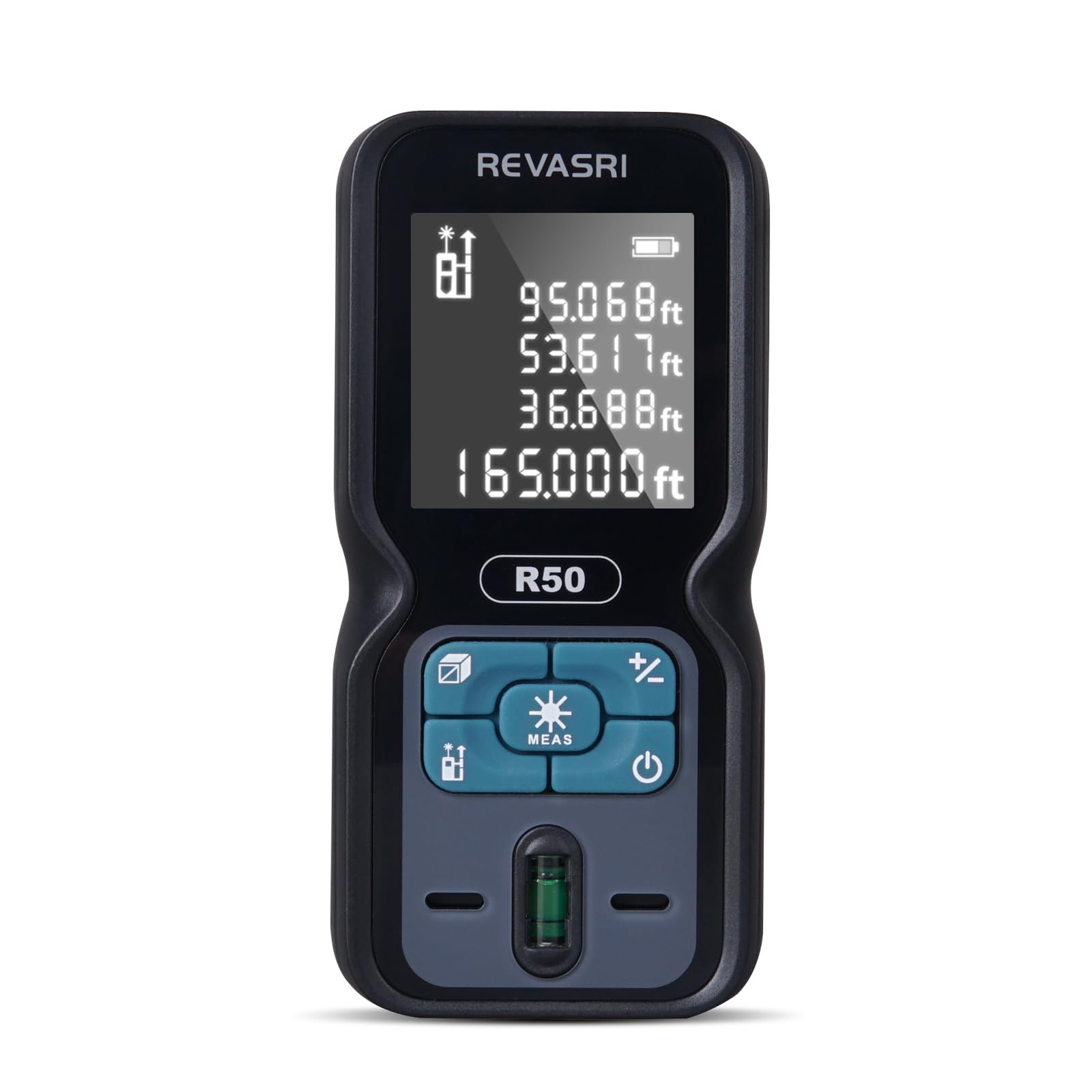 REVASRI Laser Distance Meter, 165 Feet Range, ±1/16inch Accuracy Laser Measurement Tool, Easy to Use Laser Measure, Measure in Feet/Inches/Ft+in/
