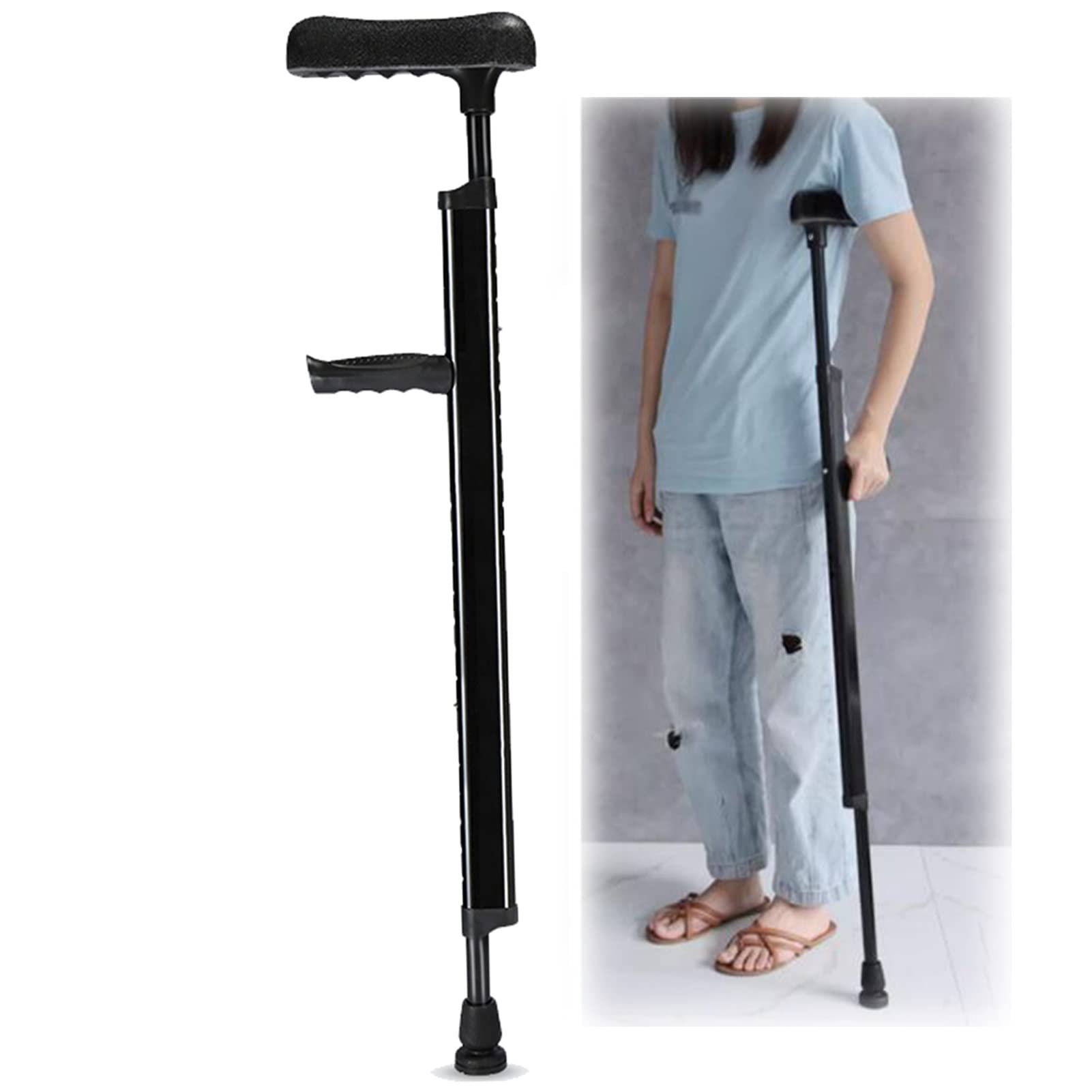 Soporte de antebrazo liviano para hombres/mujeres, muleta/bastón de axila de altura ajustable, capacidad de carga de 300 libras, para altura de 4'6"-6'3" (tamaño: 1 unidad)