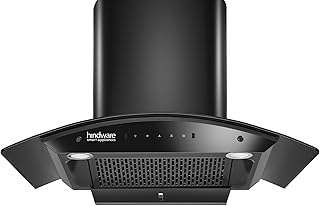 Hindware Smart Appliances | Nadia IN 90 cm Chimney | 1500 CMH |Curved Glass | Filterless | Auto Clean | Touch Control, Mot...