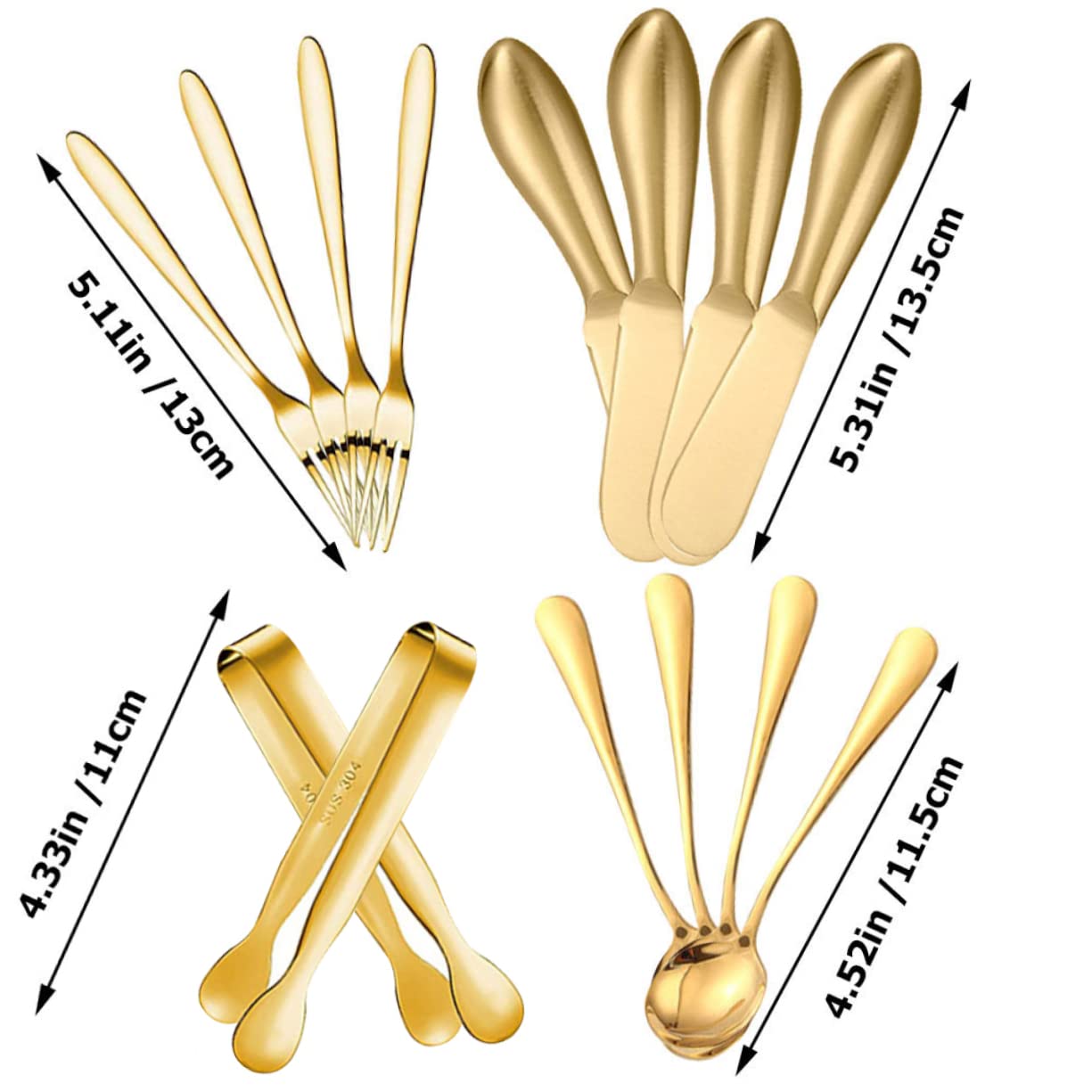 GRIRIW Cheese Knife Butter Spreader Fork Spoon Set Stainless Steel Charcuterie Utensils Ideal for Entertaining Perfect for Hosting