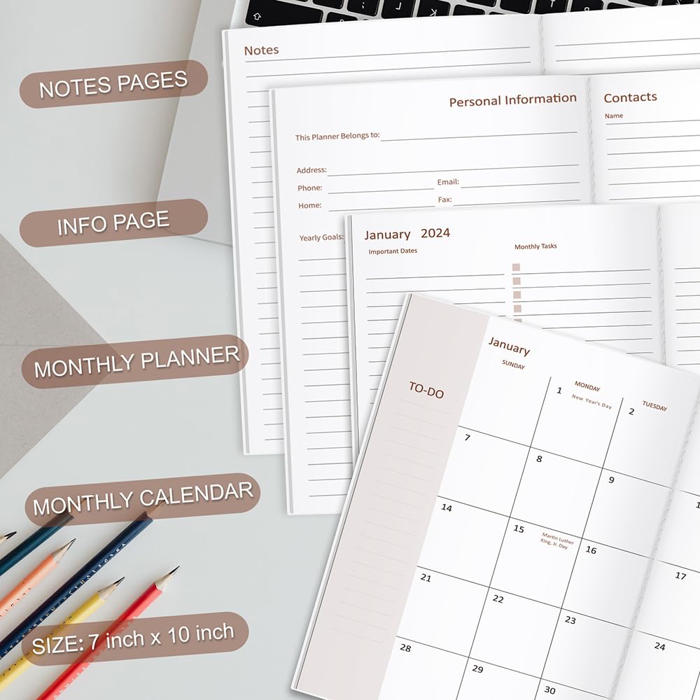 Snapklik.com : 2024 Monthly Planner - 12 Months Calendar From January ...