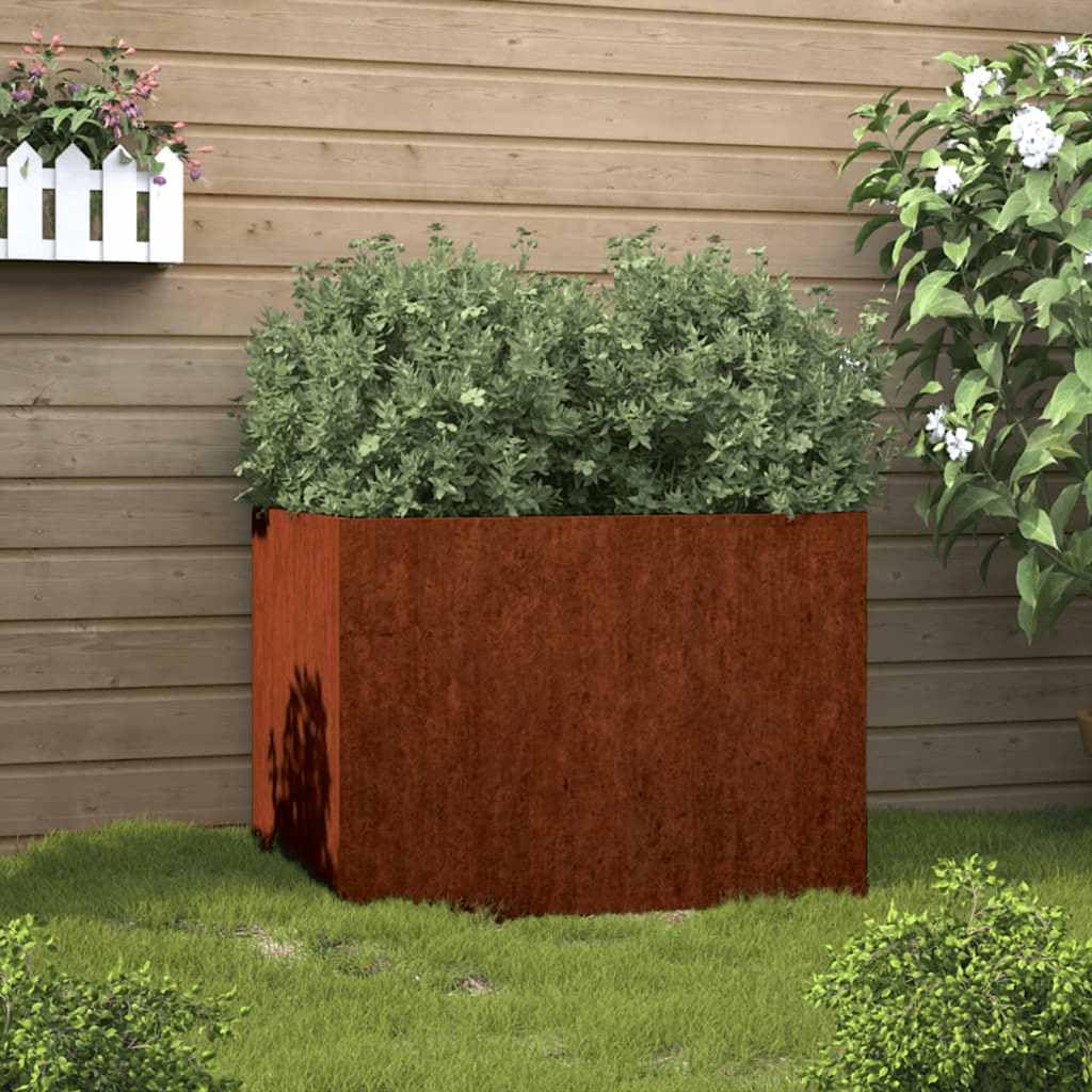Jardinière 62 x 47 x 46 cm en acier Corten - Jardinière surélevée robuste pour jardin et terrasse - Bac à fleurs résistant aux intempéries aspect rouille - Jardinière en métal solide pour