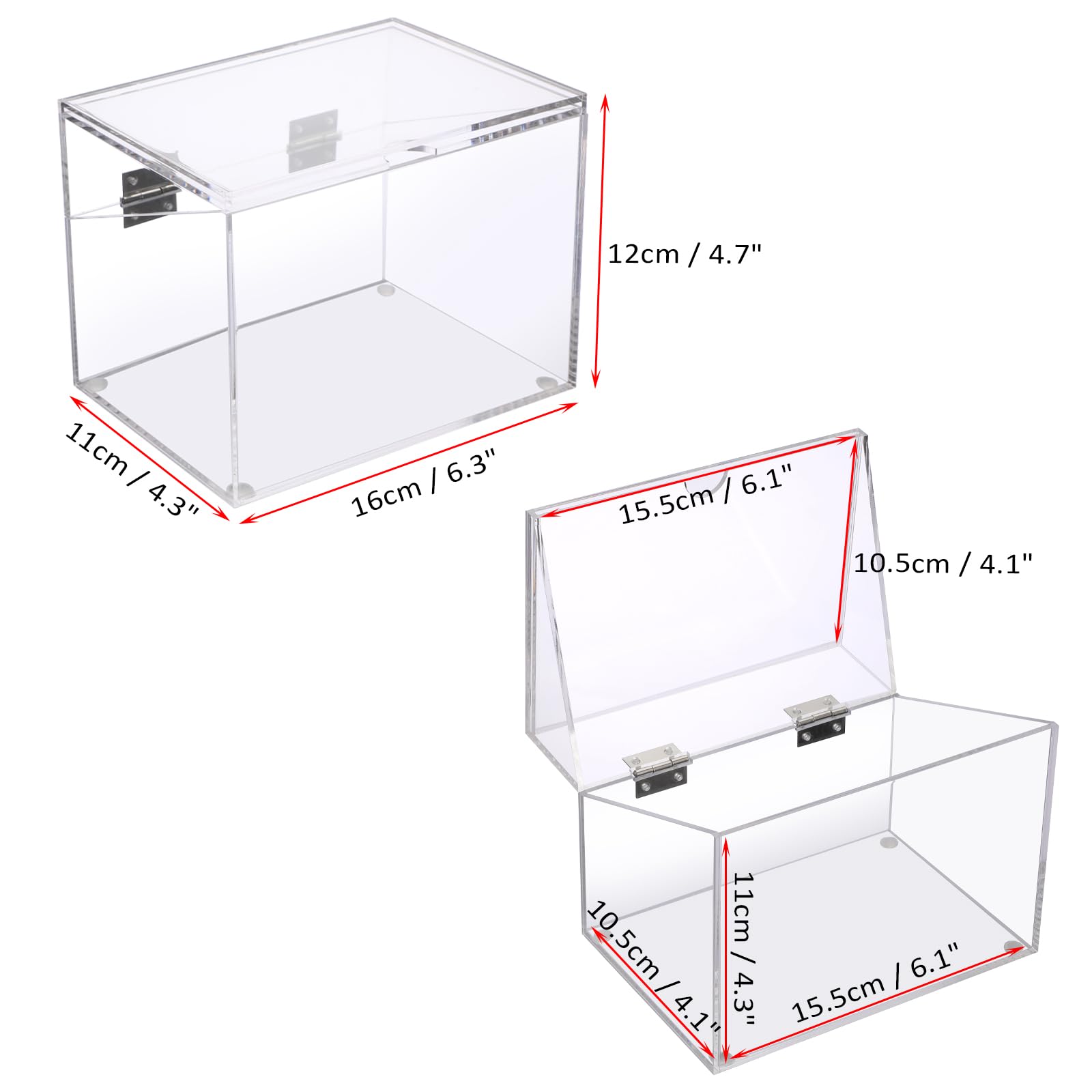 BSTKEY Boîte de rangement décorative en acrylique transparent de 10,2 x 15,2 cm, pour cartes de recettes, photos, notes, souvenirs avec couvercle de tableau d'affichage (sans carte)